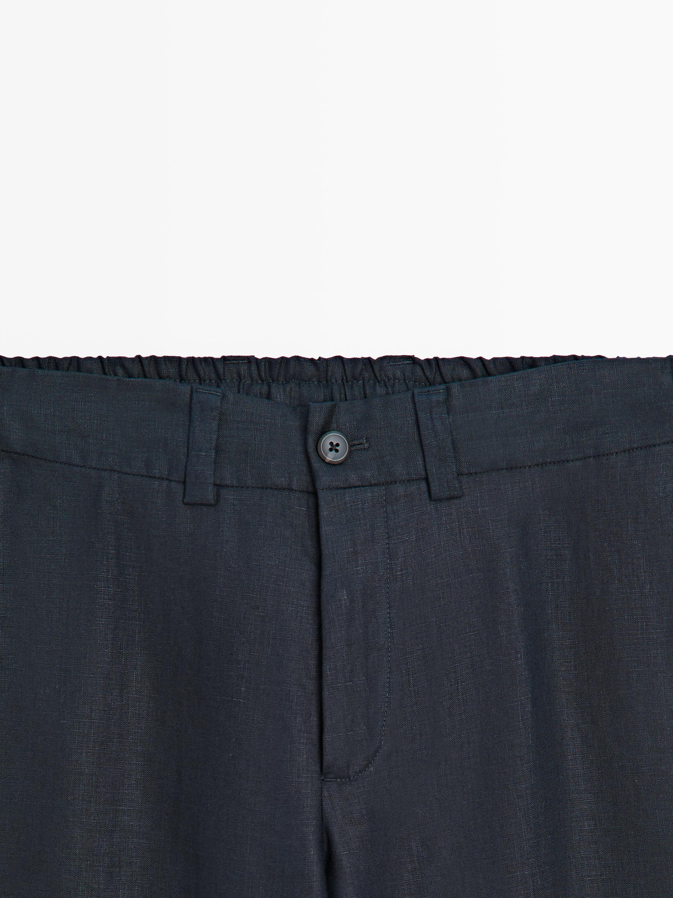 100% linen trousers with elasticated waist