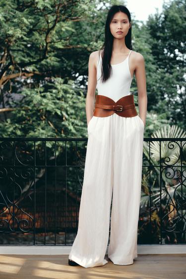 ZW COLLECTION 寬褲 - 磨白色 by Zara