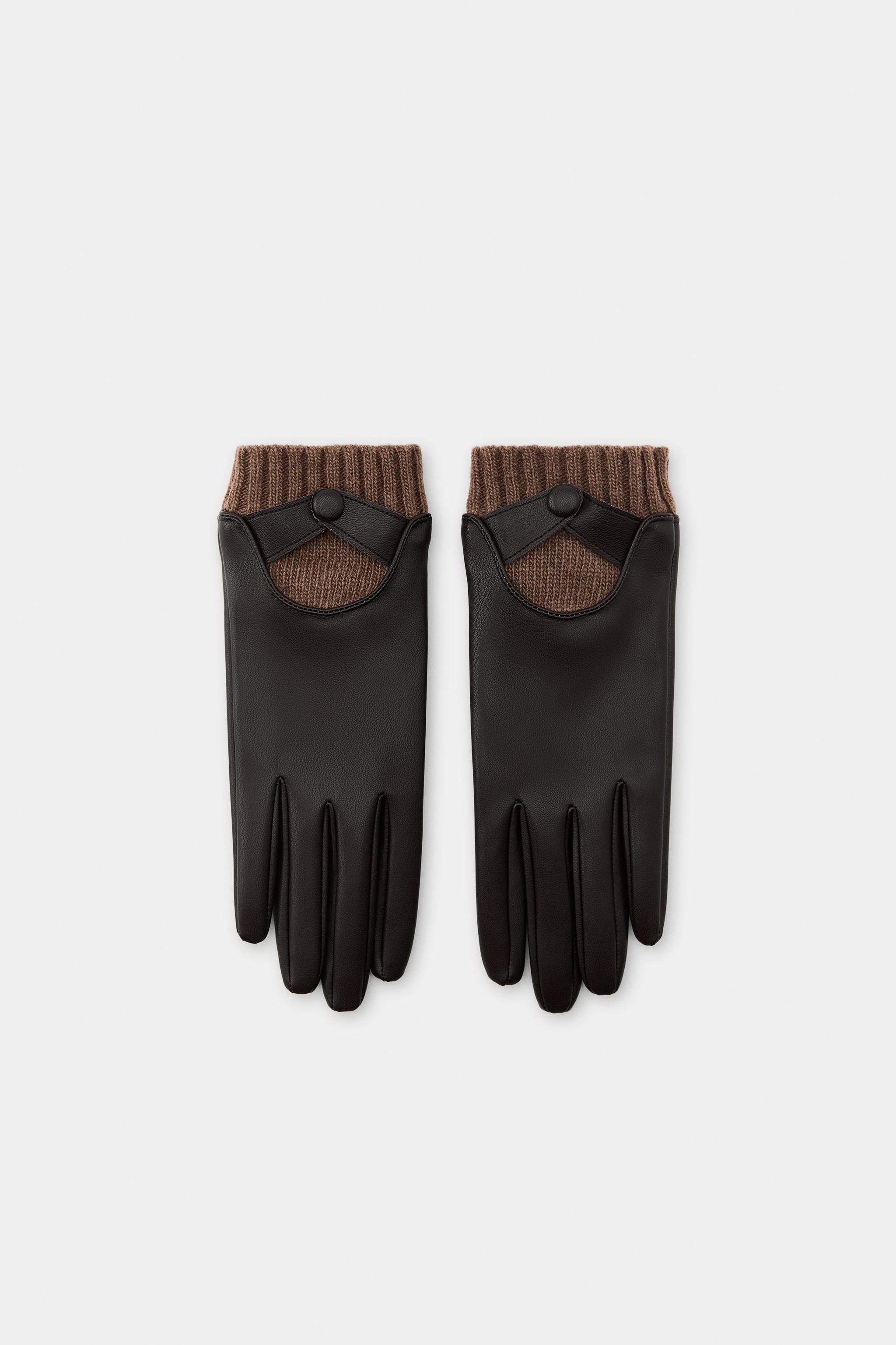 FAUX LEATHER GLOVES WITH WOOL