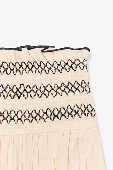 RUSTIC SKIRT WITH CONTRAST WAIST - Beige by Zara - Image 6