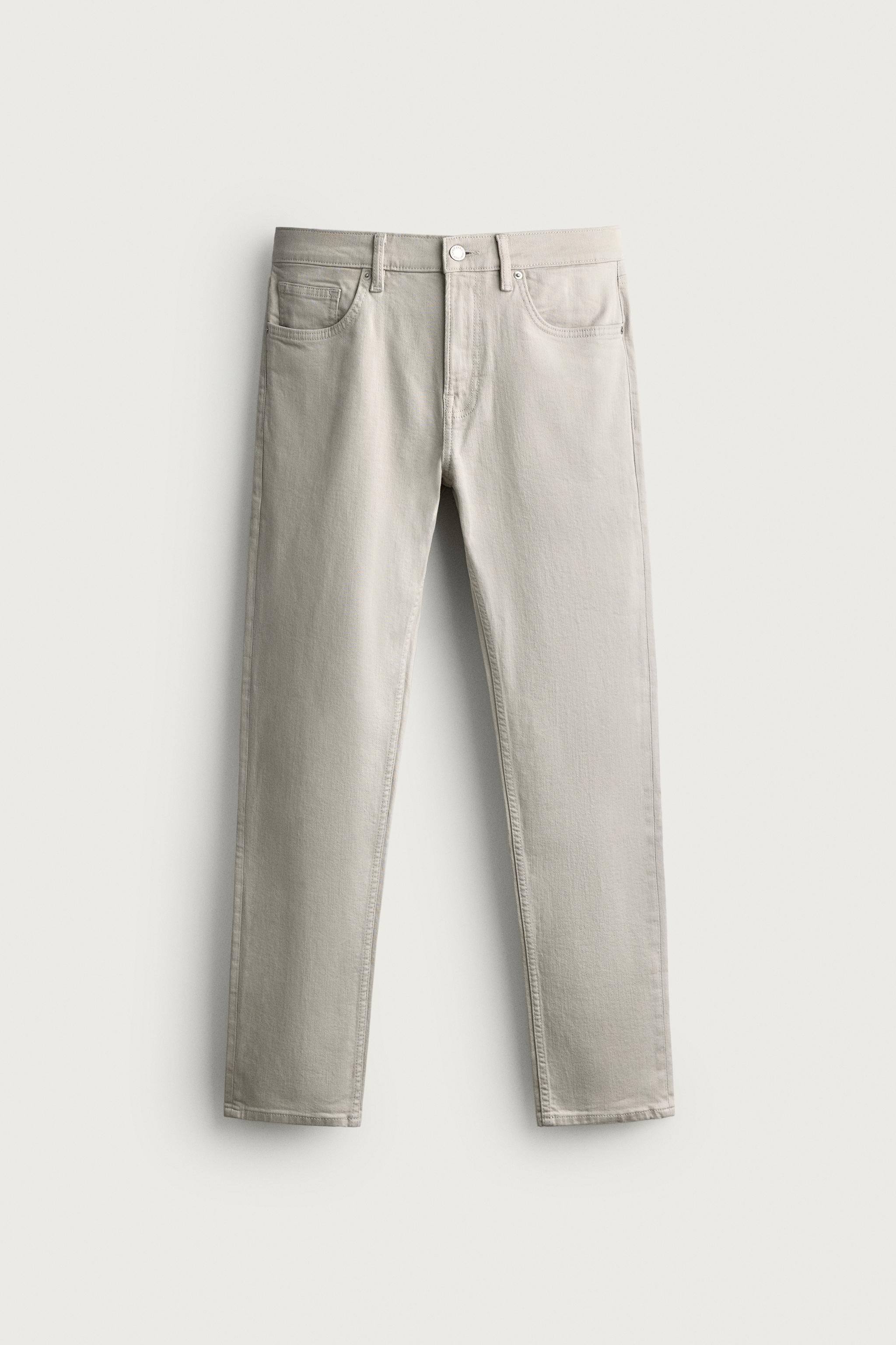 BASIC SLIM FIT JEANS — Ecru