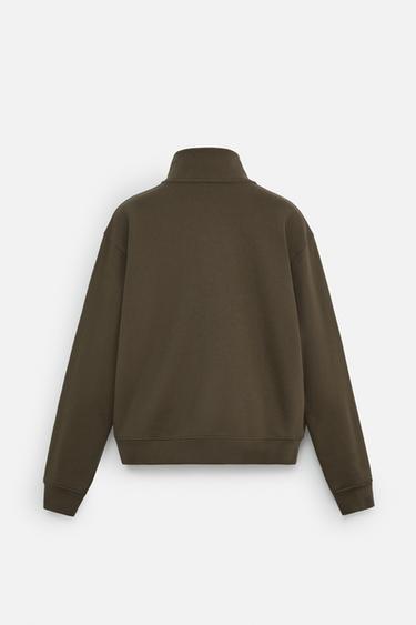 SWEAT À COL ZIPPÉ HEAVY WEIGHT - Marron / Vert de Zara - Image 6