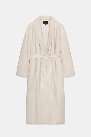 ZW COLLECTION LIMITED EDITION QUILTED LEATHER COAT - Ecru by Zara - Image 5
