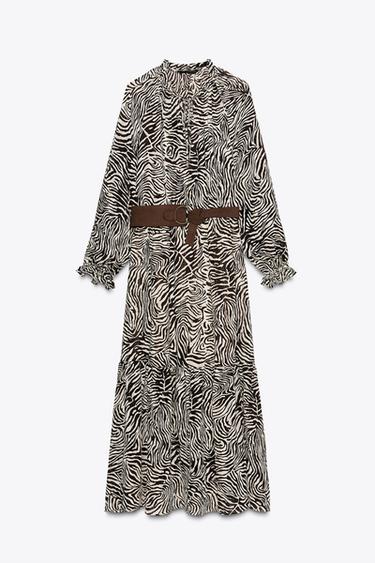 ANIMAL PRINT BELTED DRESS - Zebra by Zara