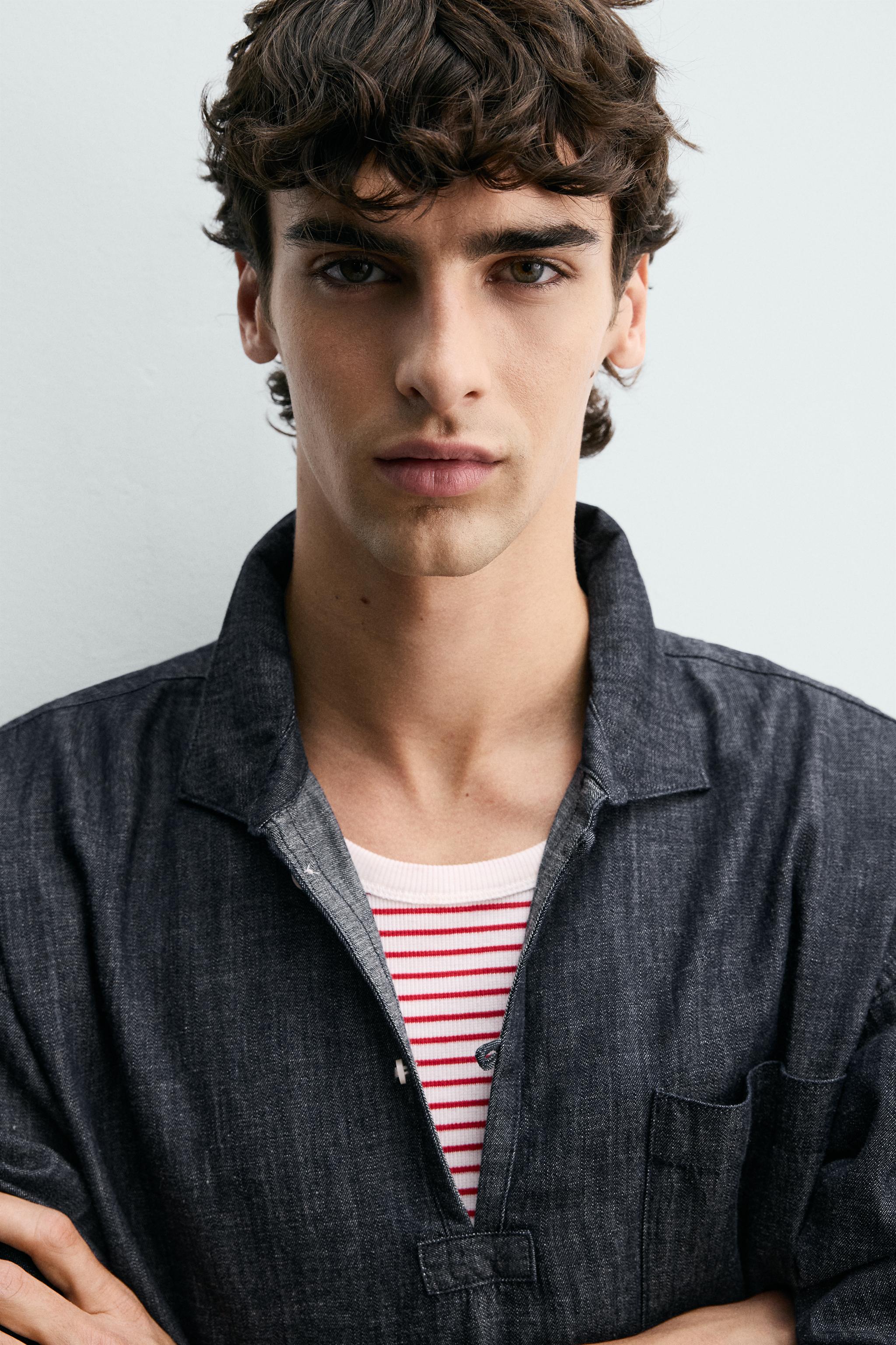 RELAXED FIT DENIM POLO SHIRT