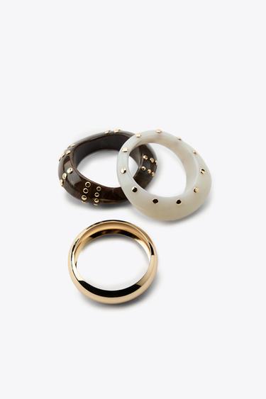 PACK OF 3 RIGID RESIN STUD BRACELETS - Golden by Zara - Image 4