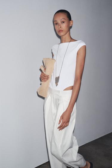 Zara POLYAMIDE BODYSUIT - White