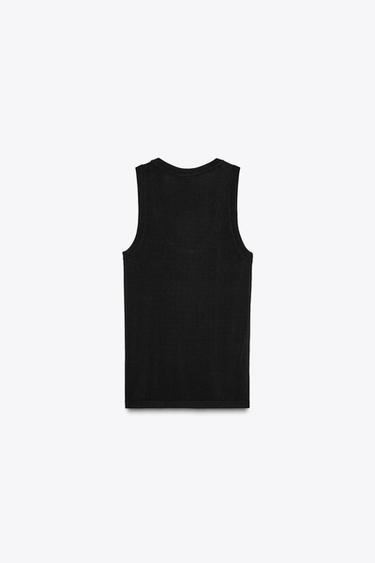 BASIC PLAIN KNIT TOP - Black by Zara - Image 5