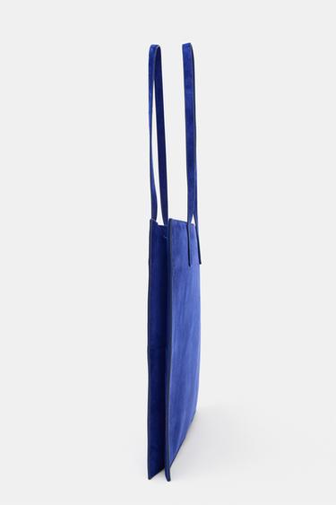 SAC SHOPPER EN DAIM - Bleu de Zara - Image 5