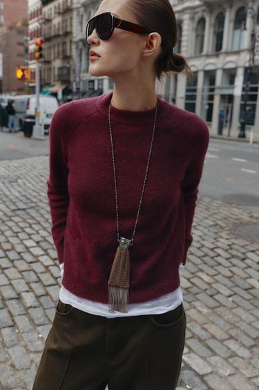 Zara DŽEMPER OD VUNE I ALPAKE – Ružičasta