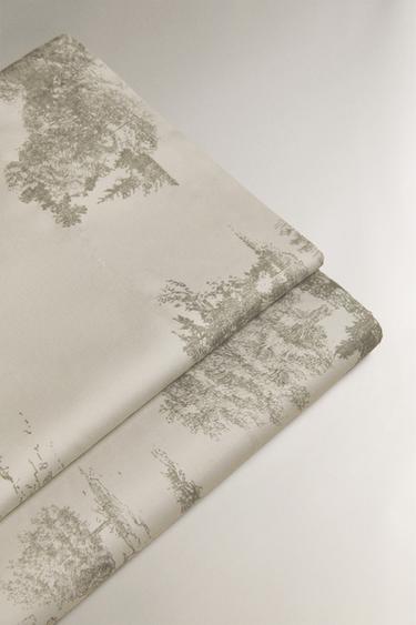 TOILE DE JOUY SATEEN FLAT SHEET - Light grey by Zara - Image 3