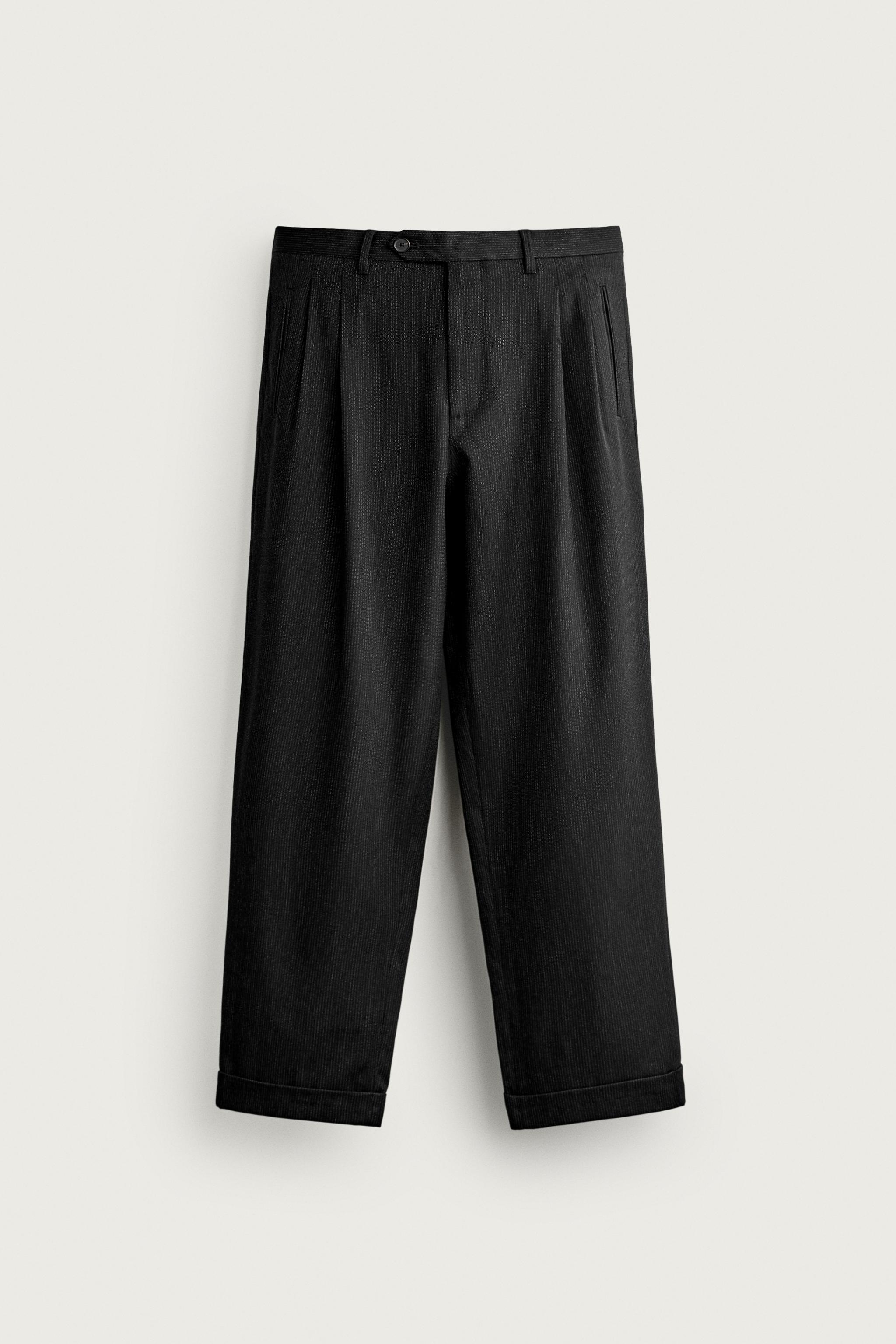 RELAXED FIT STRIPED SUIT PANTS