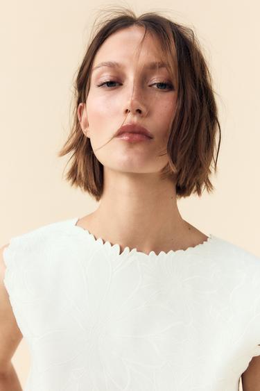 EMBROIDERED INTERLOCK TOP - White by Zara - Image 1