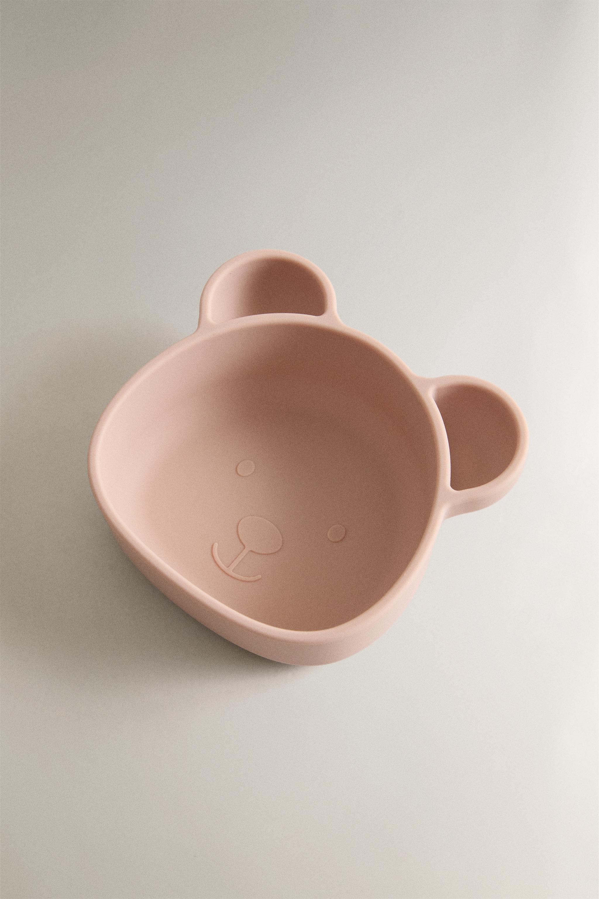 KIDS' BEAR SILICONE BOWL — Pink