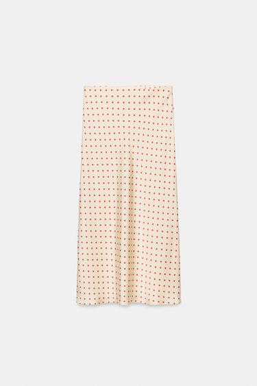POLKA DOT SATIN MIDI SKIRT - Ecru / Red by Zara - Image 0
