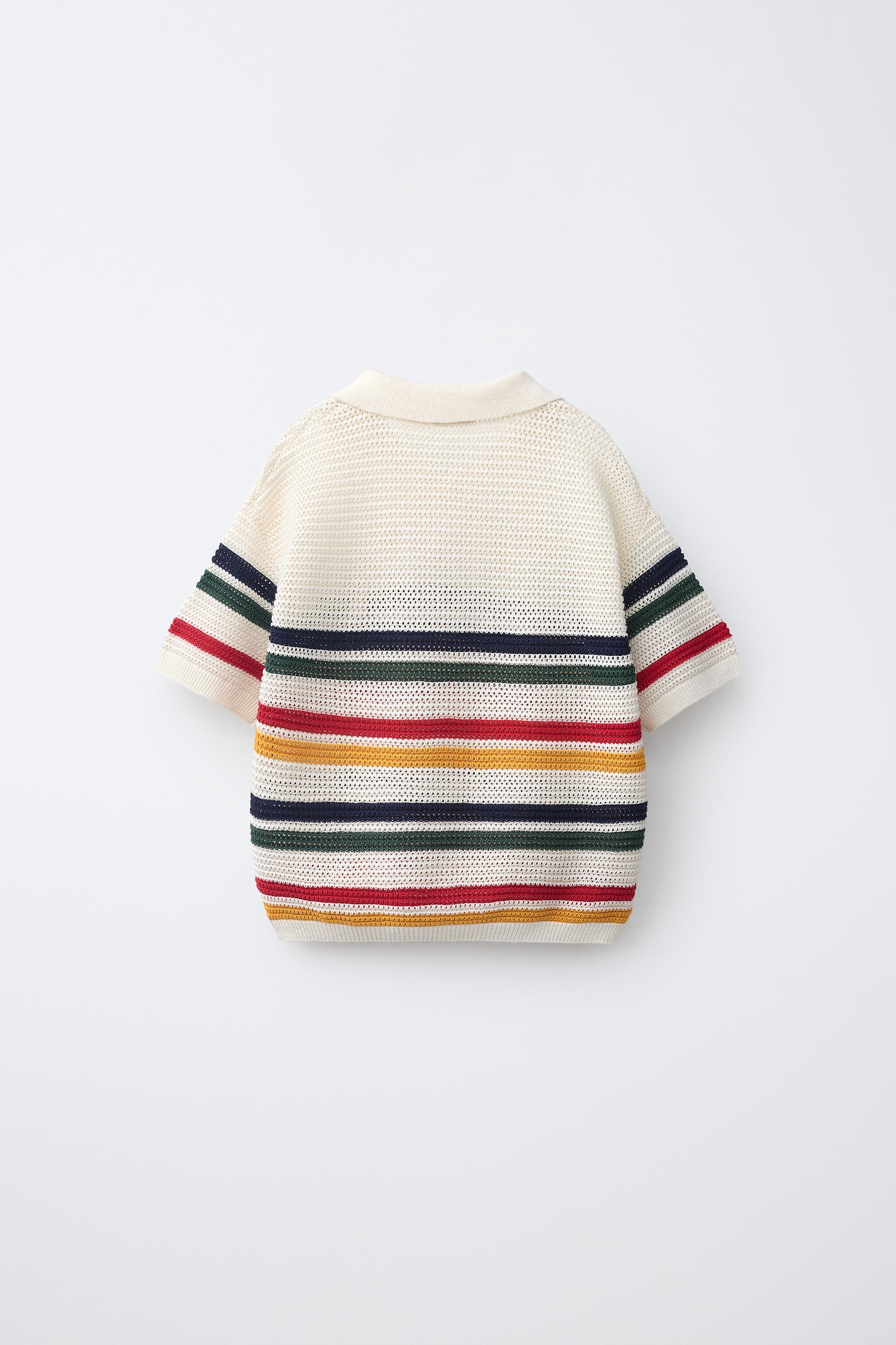 STRIPED KNIT POLO WITH BOAT EMBROIDERY — Multicolored