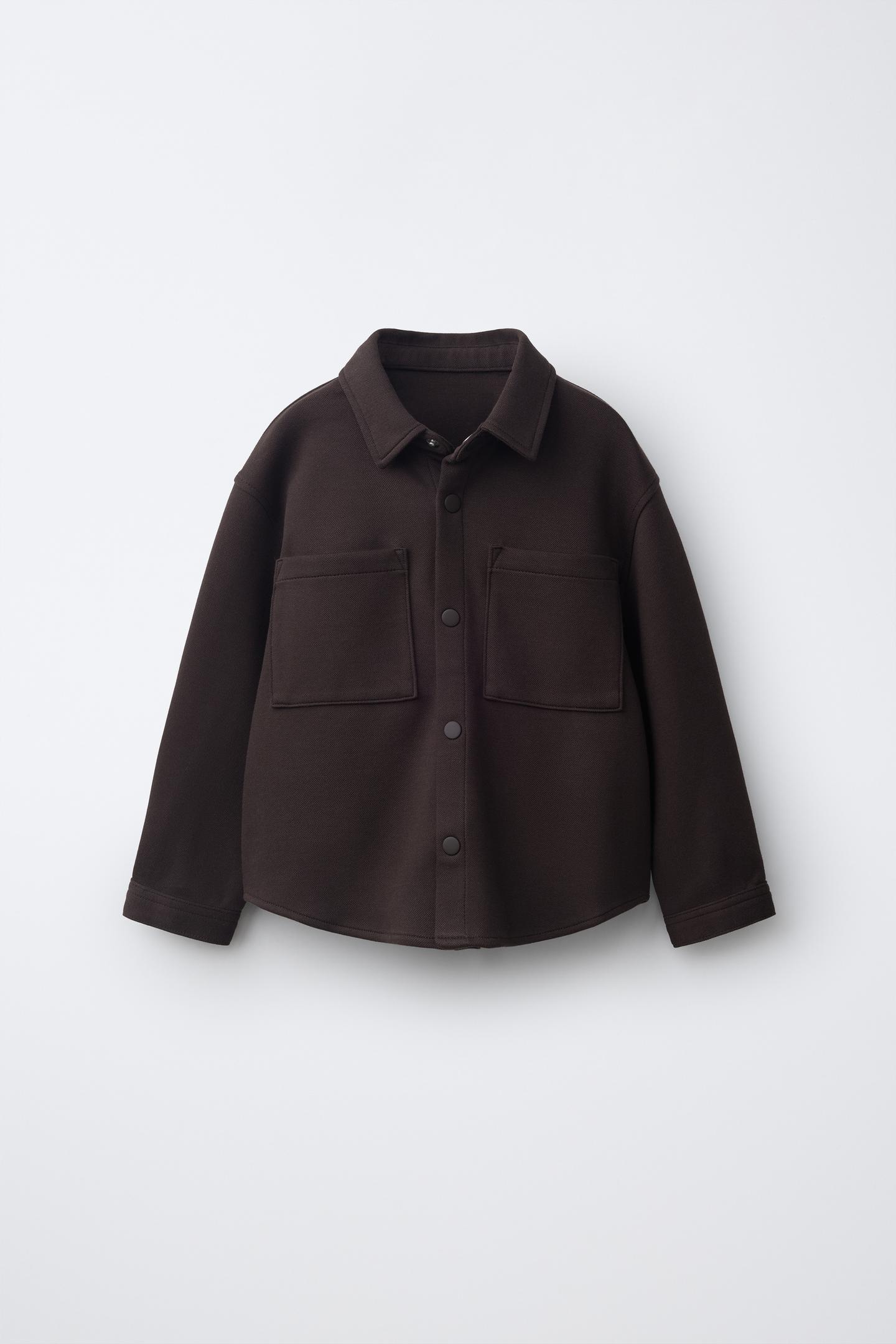 Детская рубашка Zara Comfort Pocket Overshirt, цвет: Коричневый — фото 1