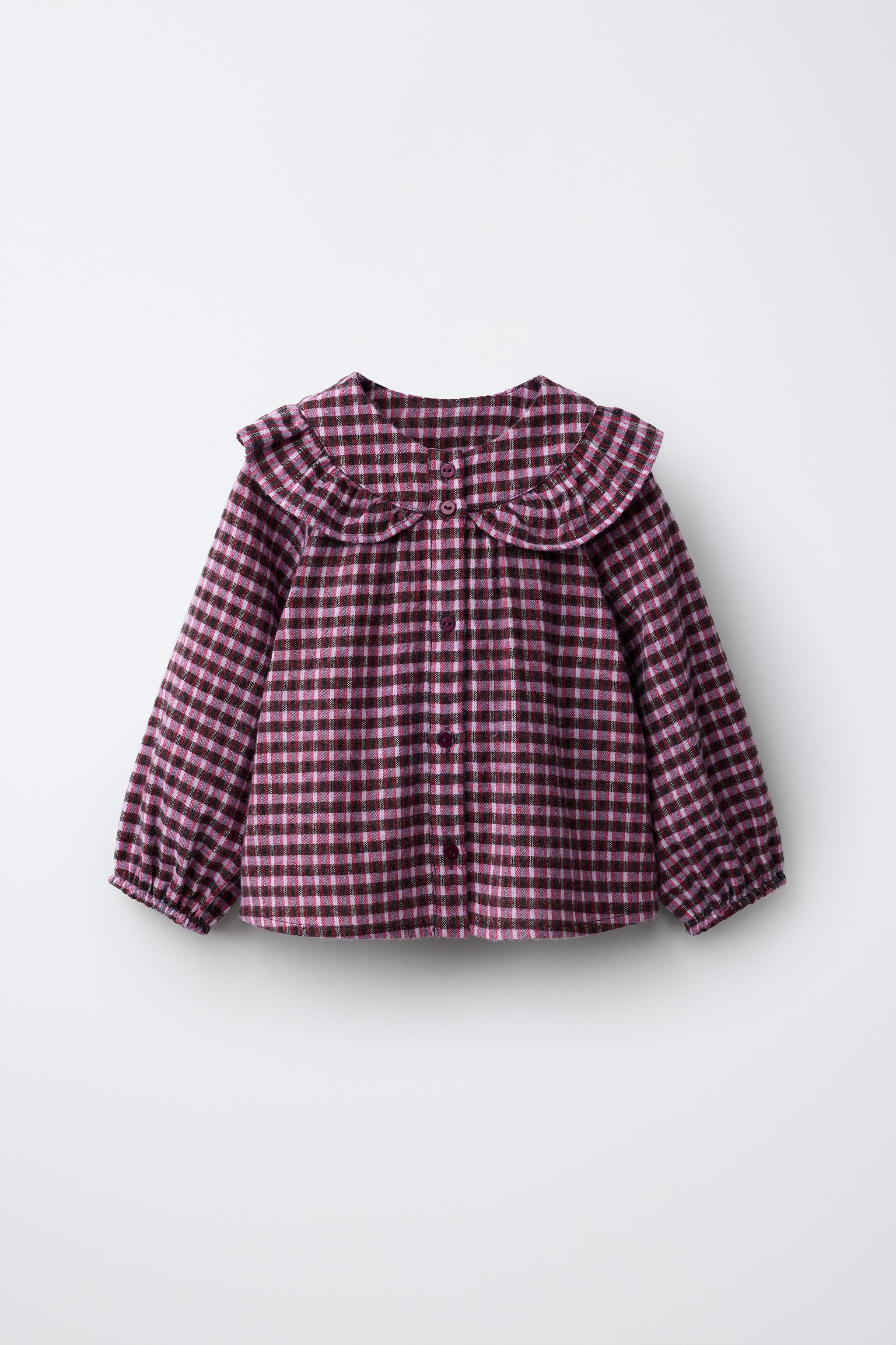 CHEMISE AVEC COL CLAUDINE, CARREAUX ET DAIM