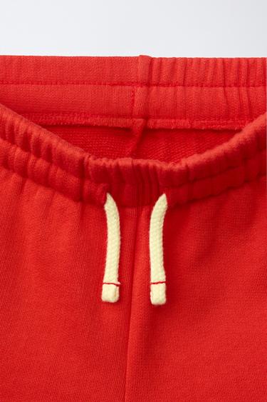 LOGO PLUSH BERMUDA SHORTS - White / Red by Zara - Image 2
