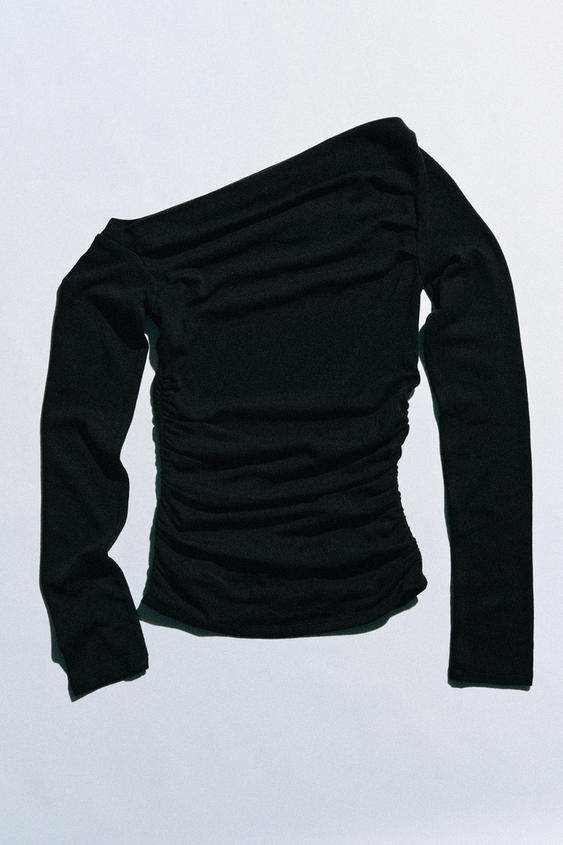 ASYMMETRIC DRAPED TOP - Black by Zara - Image 0