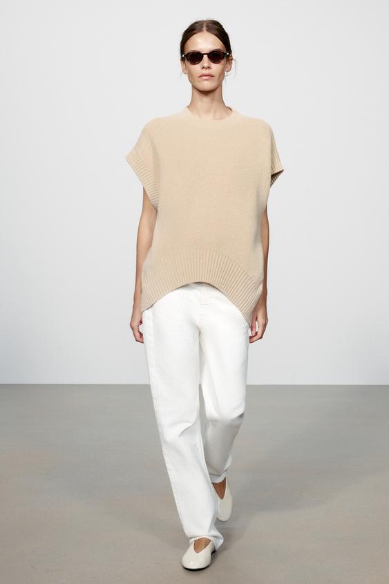 OVERSIZE WOOL BLEND WAISTCOAT - Sand by Zara - Image 0