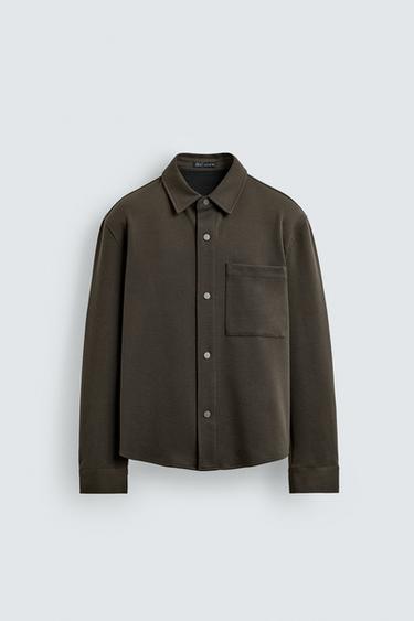COMFORT NON-IRON OVERSHIRT - Green marl by Zara