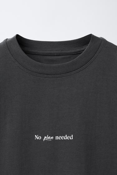 SLOGAN PRINT T-SHIRT - Anthracite grey by Zara - Image 2