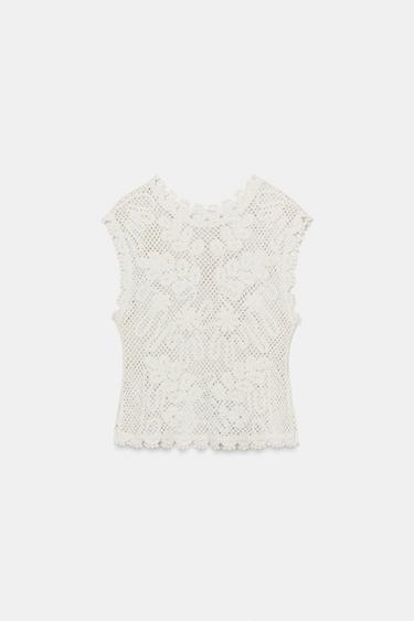 TOP CROCHET SANS MANCHES - Blanc de Zara - Image 8
