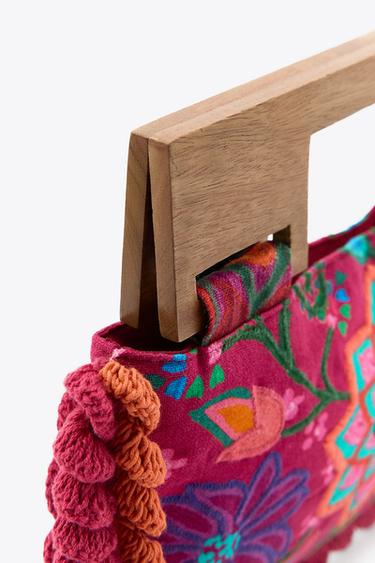 EMBROIDERED FLORAL BAG - Fuchsia by Zara - Image 2