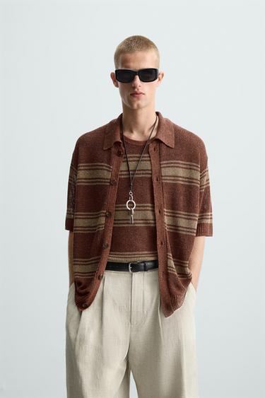 CAMISA PUNTO LINO - VICOSA - Marrón de Zara