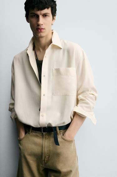 RELAXED FIT FLOWING SHIRT - Ecru by Zara - Image 5