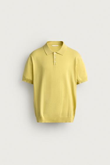 REGULAR FIT KNIT POLO SHIRT - Yellow by Zara
