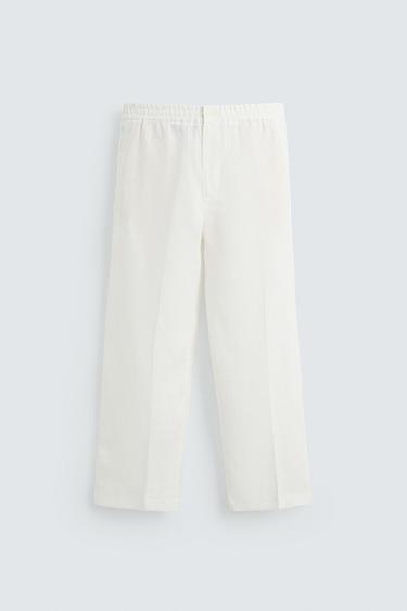 PANTALON DE COSTUME 100 % LIN - Blanc de Zara