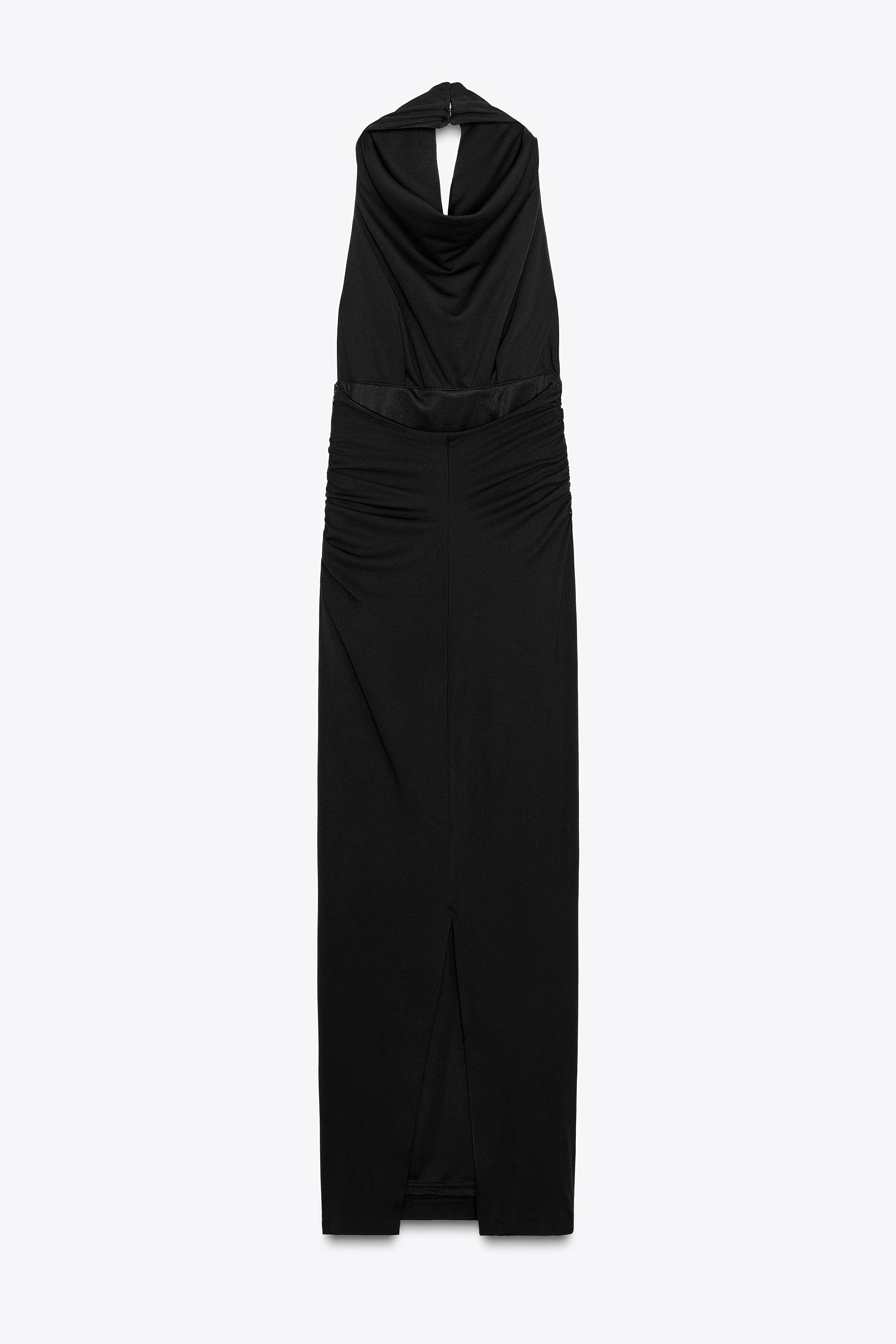 【ZARA】バックオープン ジャカードワンピース | 5039/198/700 OPEN BACK JACQUARD DRESS - Brown | ZARA United States