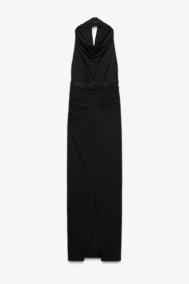 LONG HALTER DRESS WITH OPEN BACK - Black by Zara - Image 7