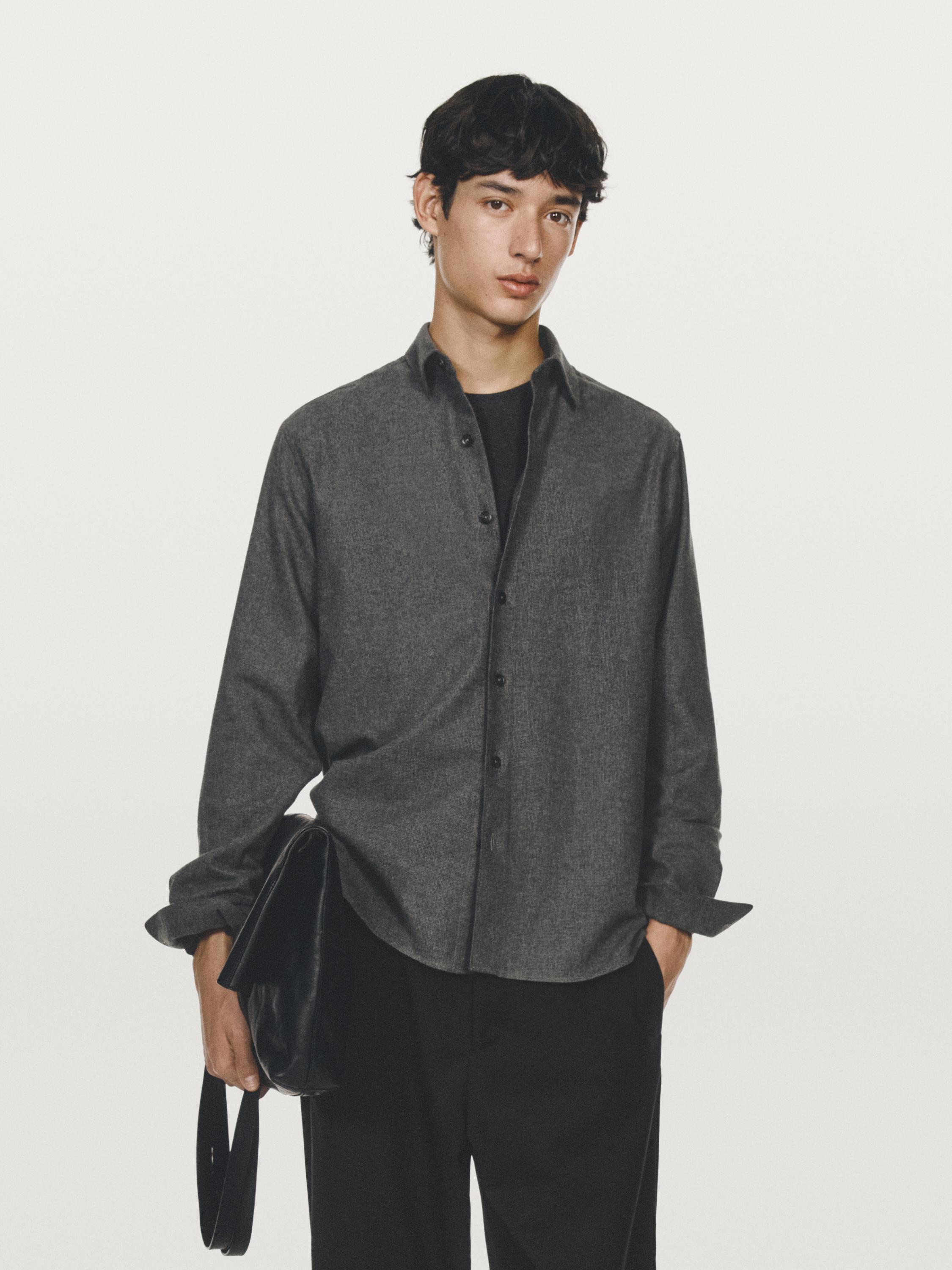 Regular fit check texture melange shirt