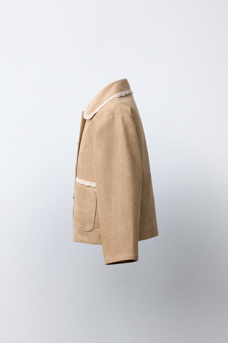 Chaqueta de ante sintético y encaje 4