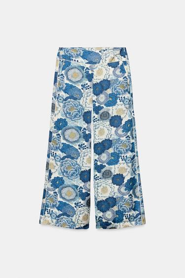 PANTALON À FLEURS ZW COLLECTION - Bleu de Zara - Image 6