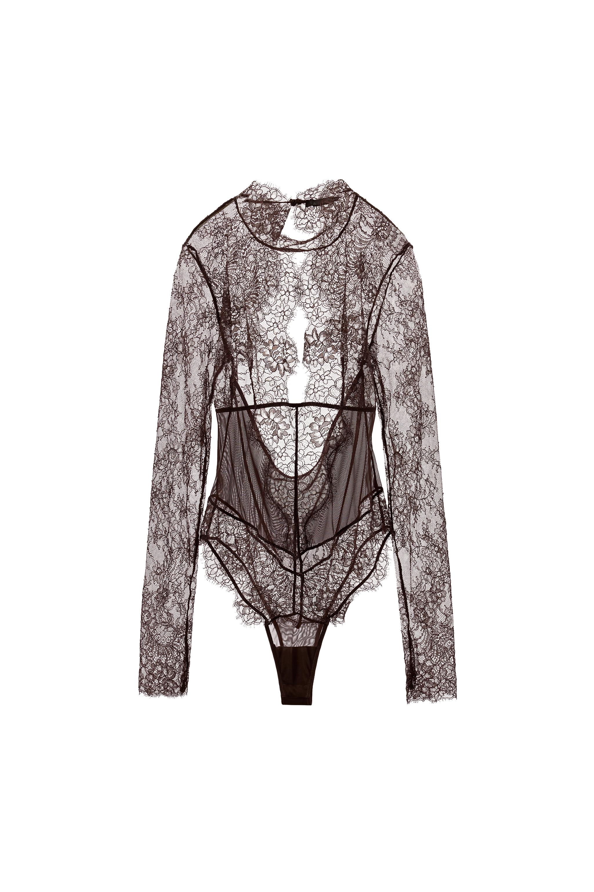 COMBINED LACE BACK NECKLINE BODYSUIT - MAROON | ZARA Canada