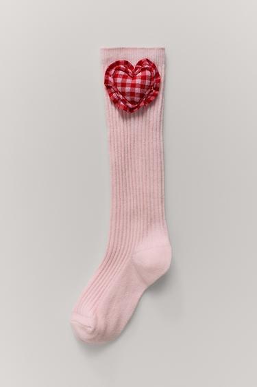 GINGHAM HEART SOCKS - Pink by Zara