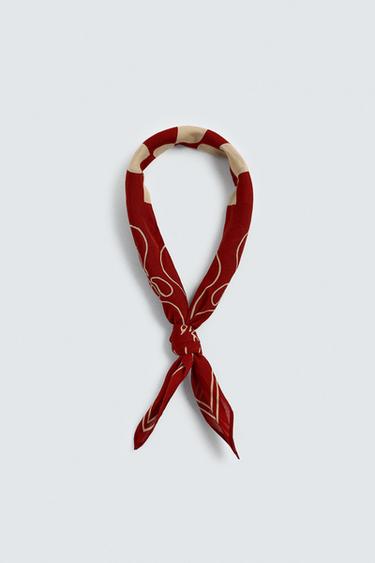Zara Kırmızı - KONTRAST DESENLİ BANDANA