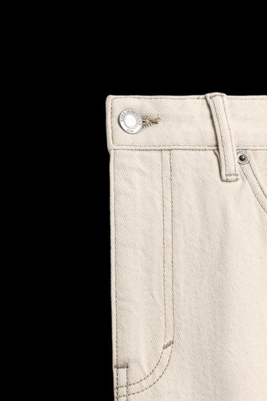 Zara SLIM TAPERED FIT JEANS - Ecru