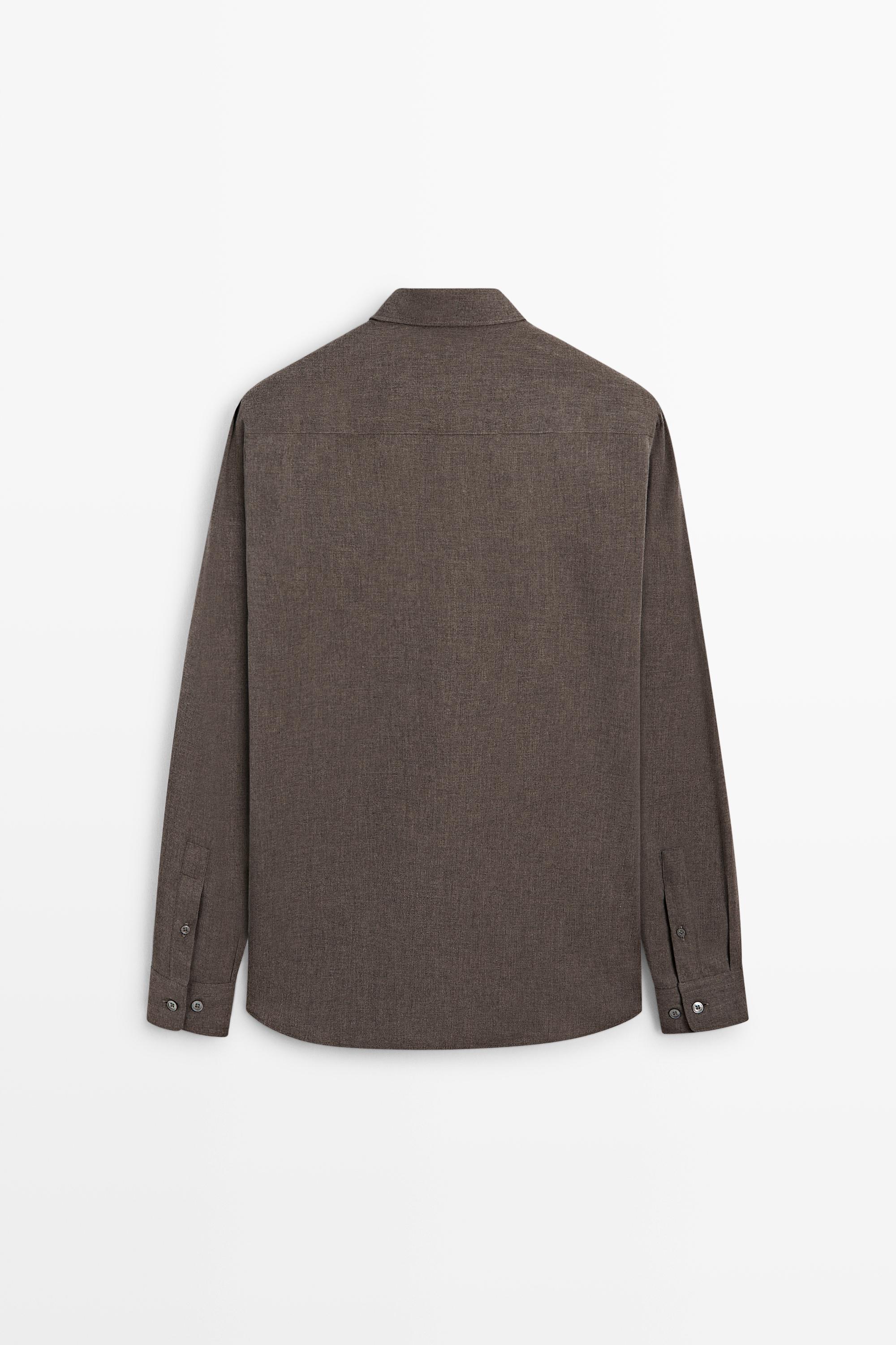 100% cotton melange twill regular fit shirt
