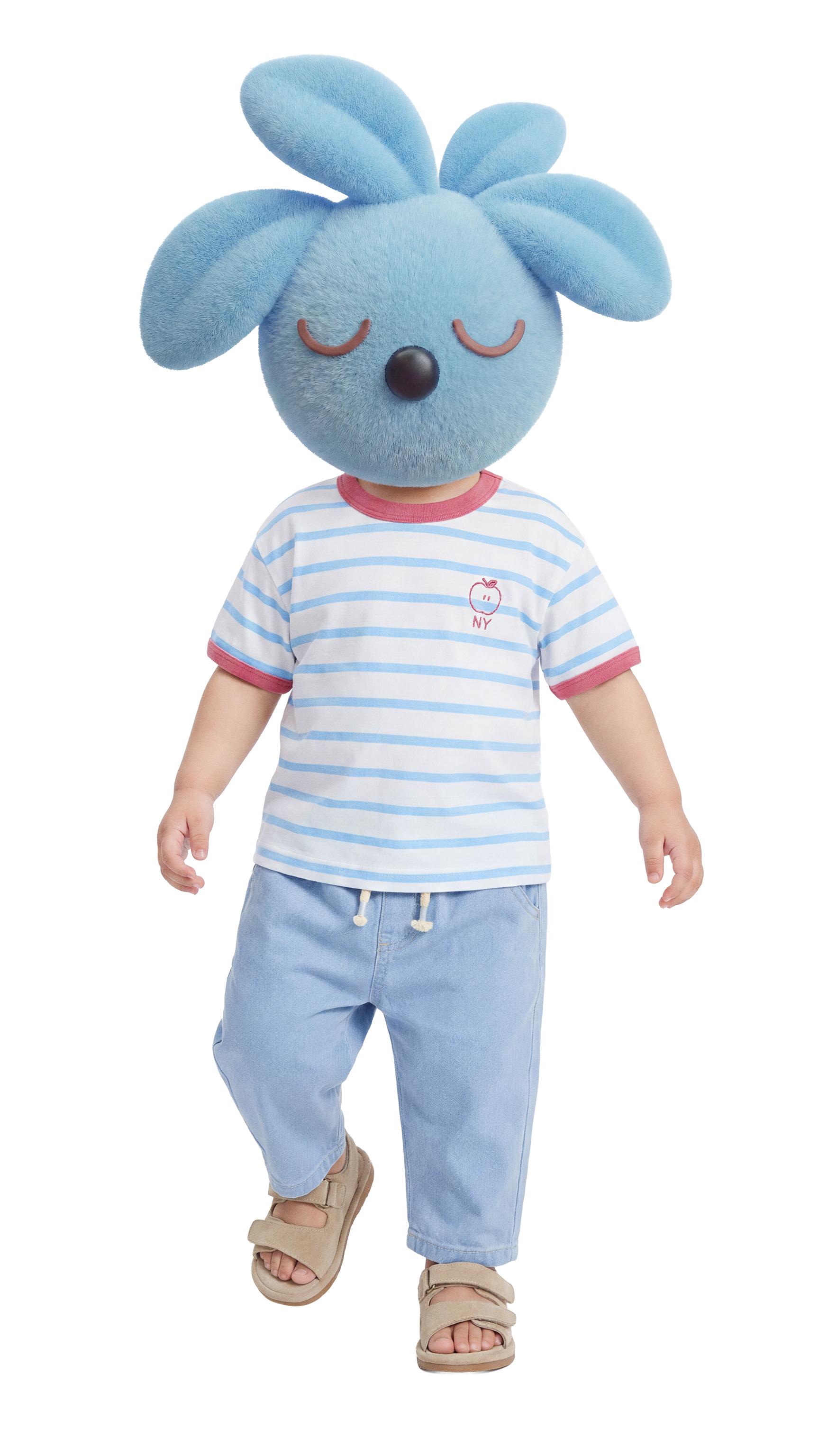 APPLE STRIPED T-SHIRT — Bluish