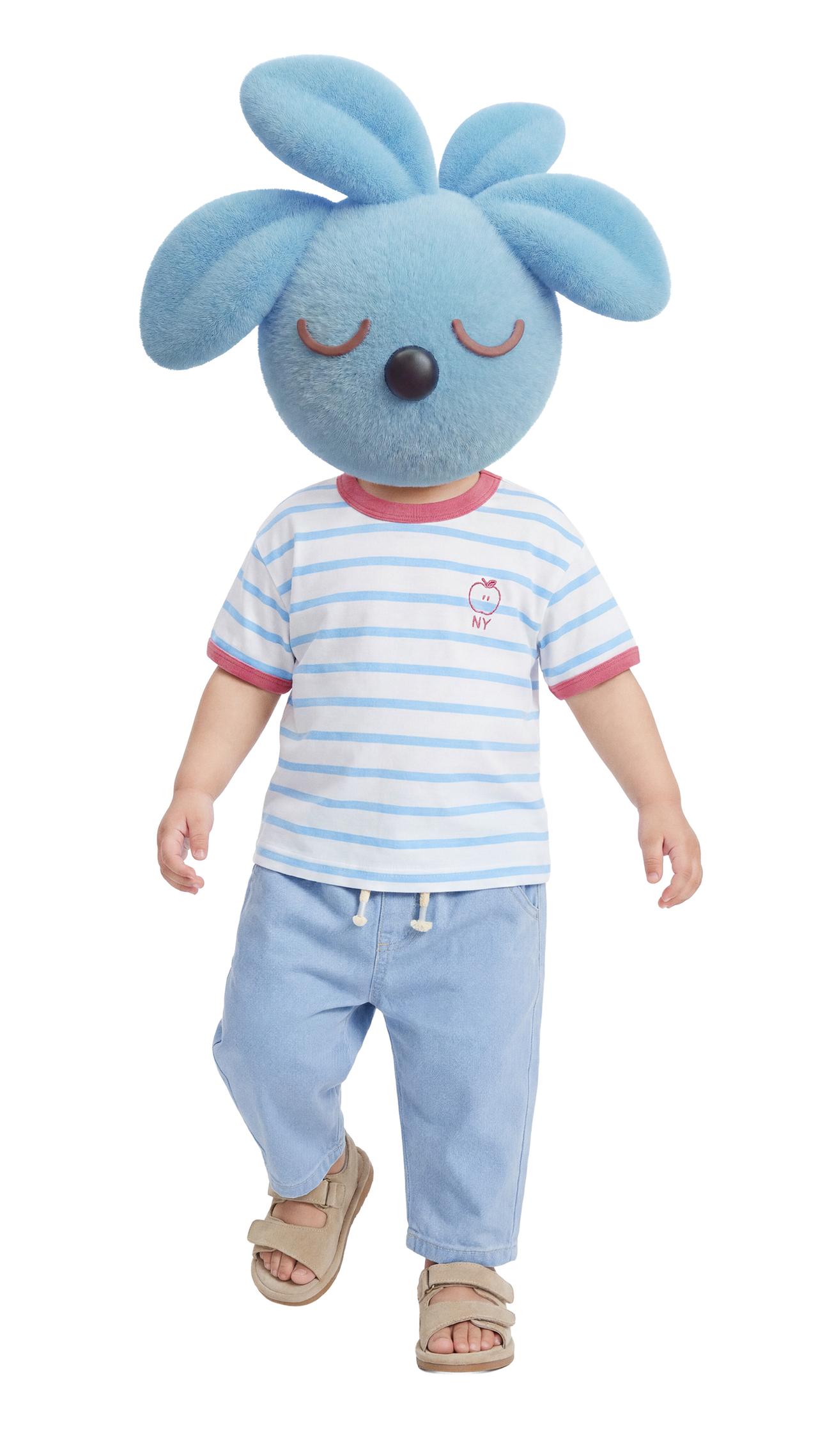 APPLE STRIPED T-SHIRT — Bluish