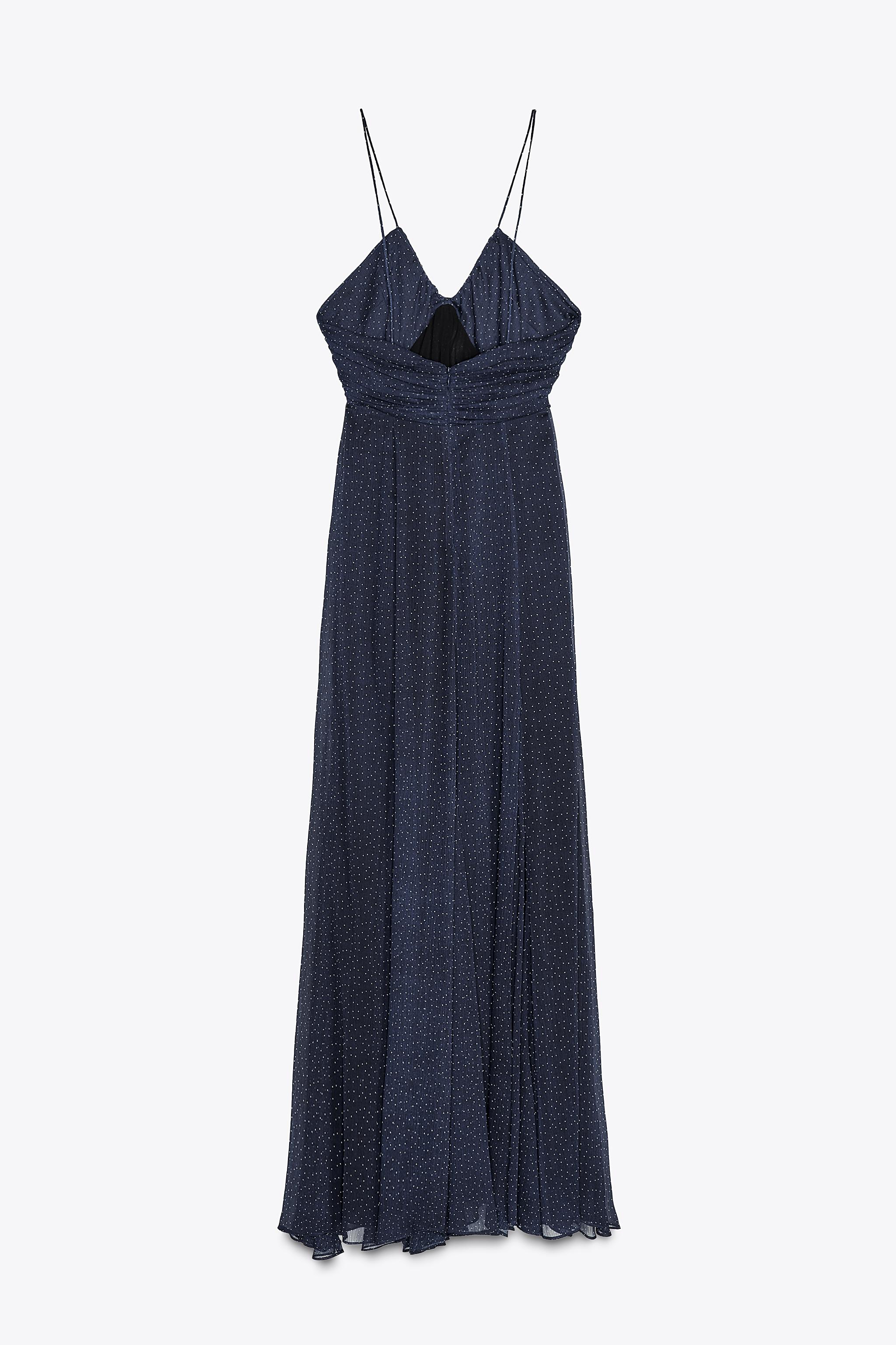 ZW COLLECTION ドット柄ワンピース - ネイビーブルー | ZARA