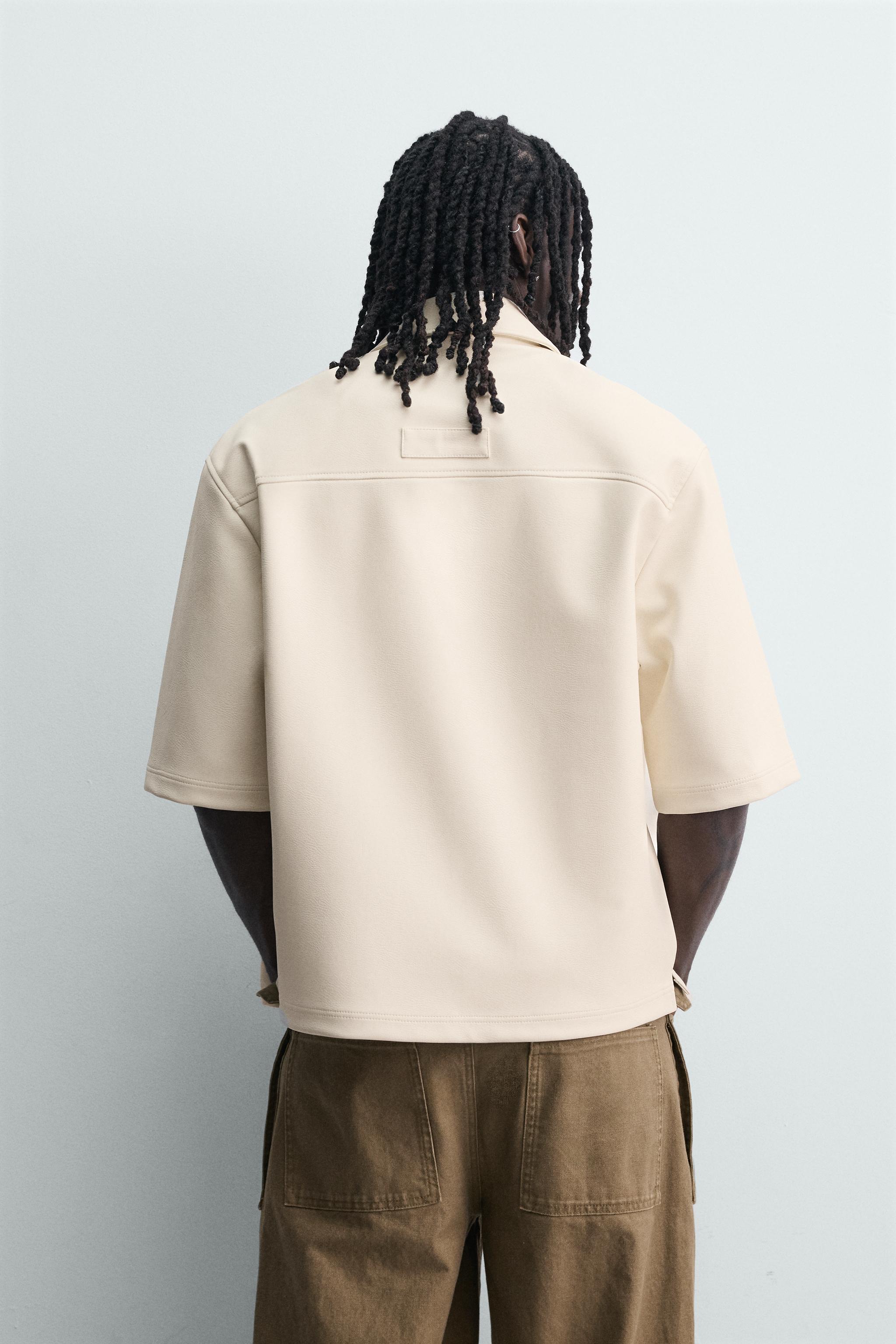 Zara FAUX LEATHER RELAXED FIT OVERSHIRT — фото 3