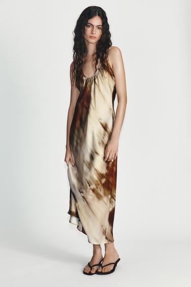 Zara LONG PLEATED DRESS - Multicolored