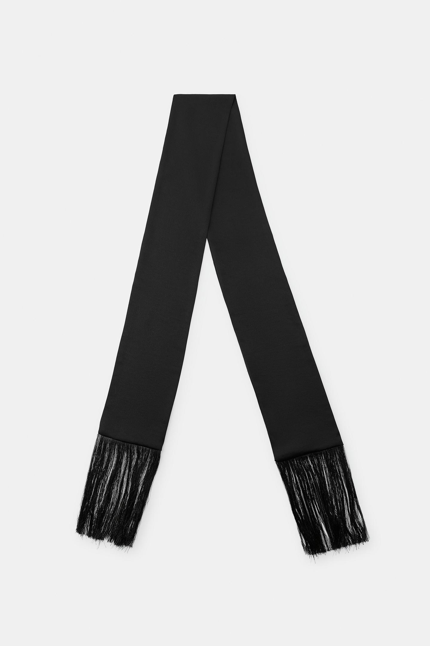 Женский шарф Zara Fringed Tie-Style, цвет: Чёрный — фото 7