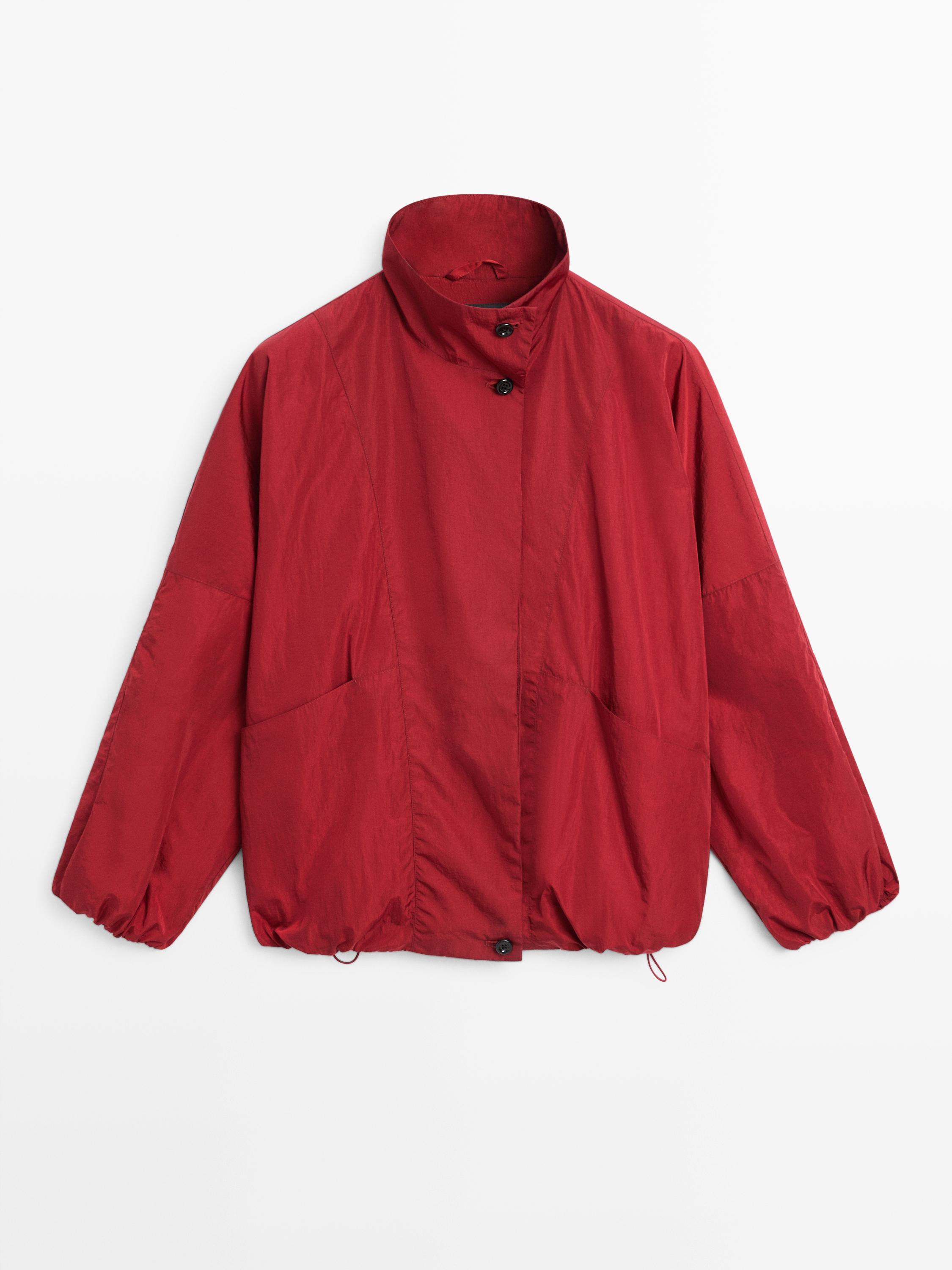 Veste bomber bouffante à col montant
